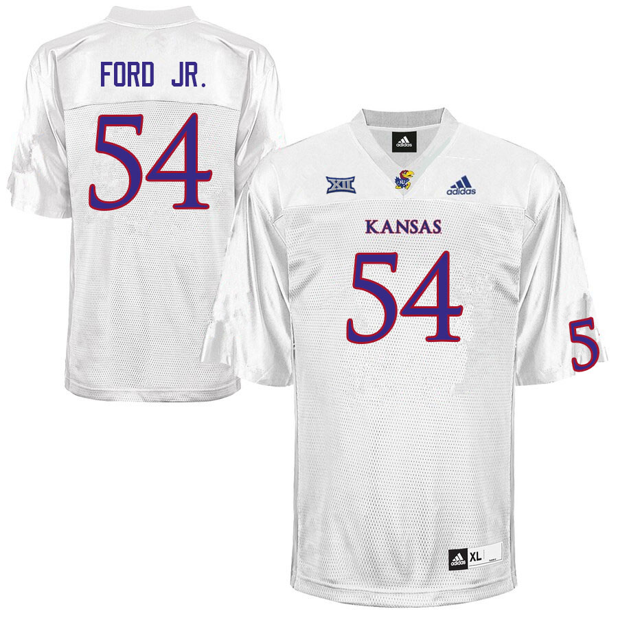Men #54 Michael Ford Jr. Kansas Jayhawks College Football Jerseys Sale-White - Click Image to Close